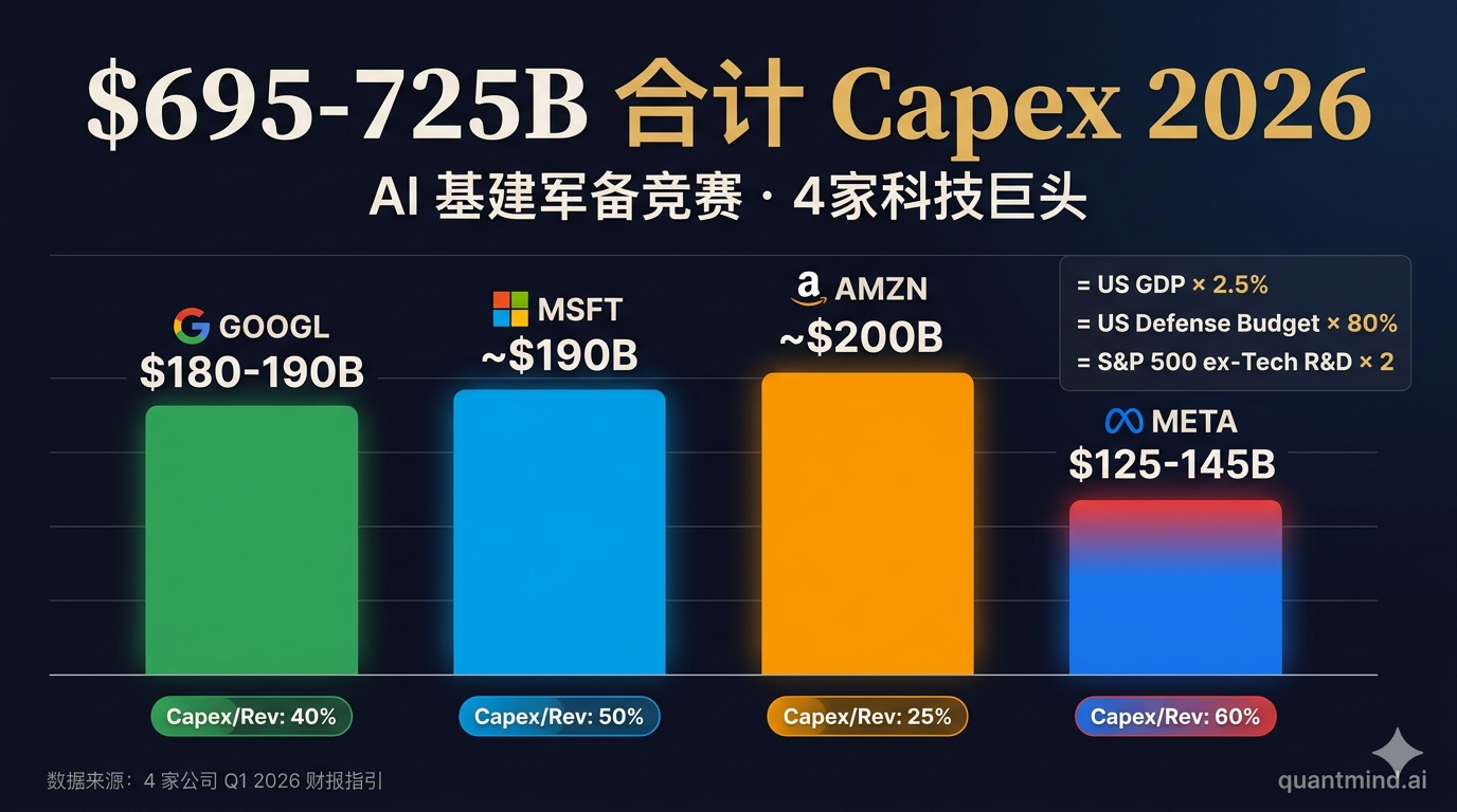Combined $695-725B AI Capex · 2026 Arms Race