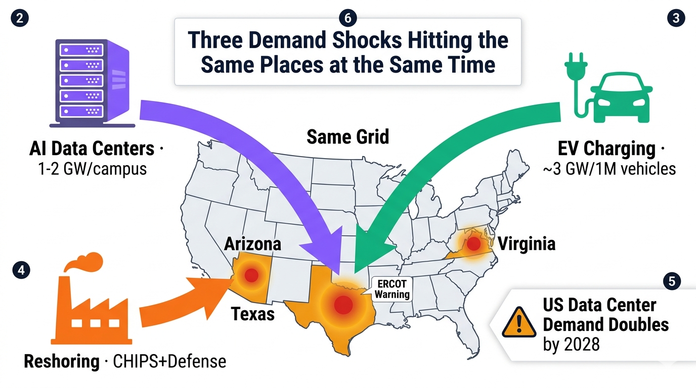 Three Demand Shocks Arriving Simultaneously