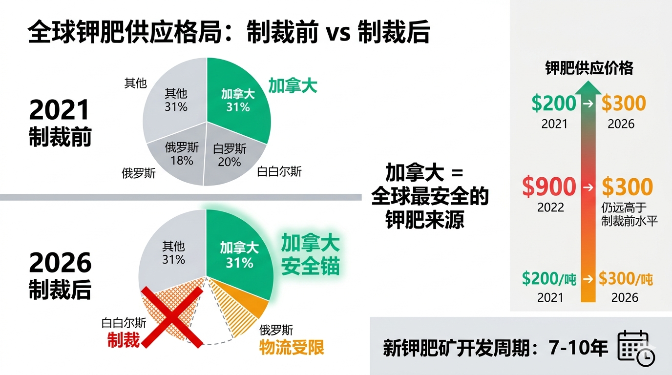 全球钾肥供应格局:制裁前vs制裁后