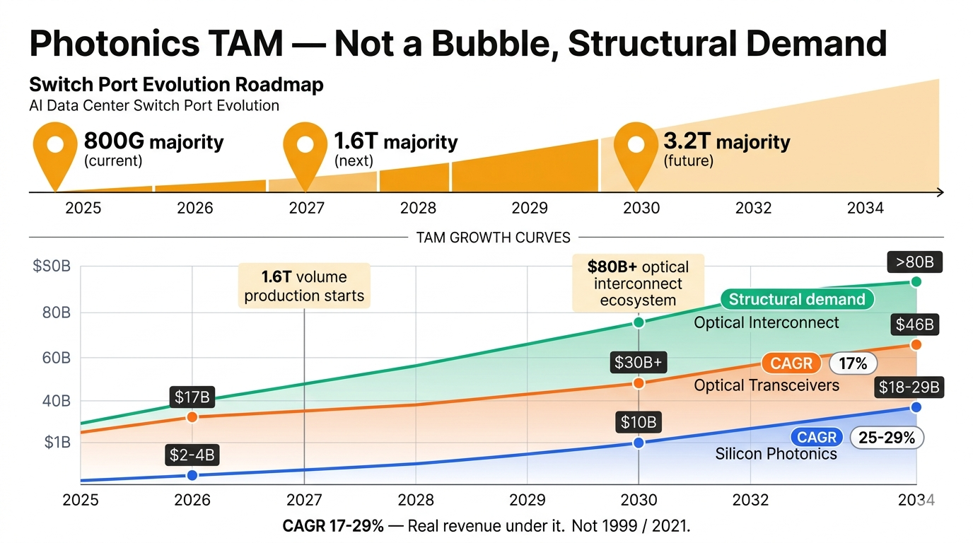 Photonics TAM and switch port roadmap