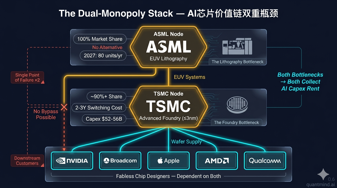 双重垄断护城河:ASML + TSMC在AI芯片价值链中的双瓶颈位置
